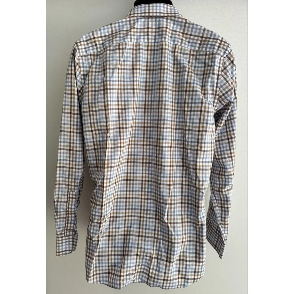 Banana Republic Shirt Mens L Blue Plaid Long Sleeve Grant Fit Non-Iron Dress